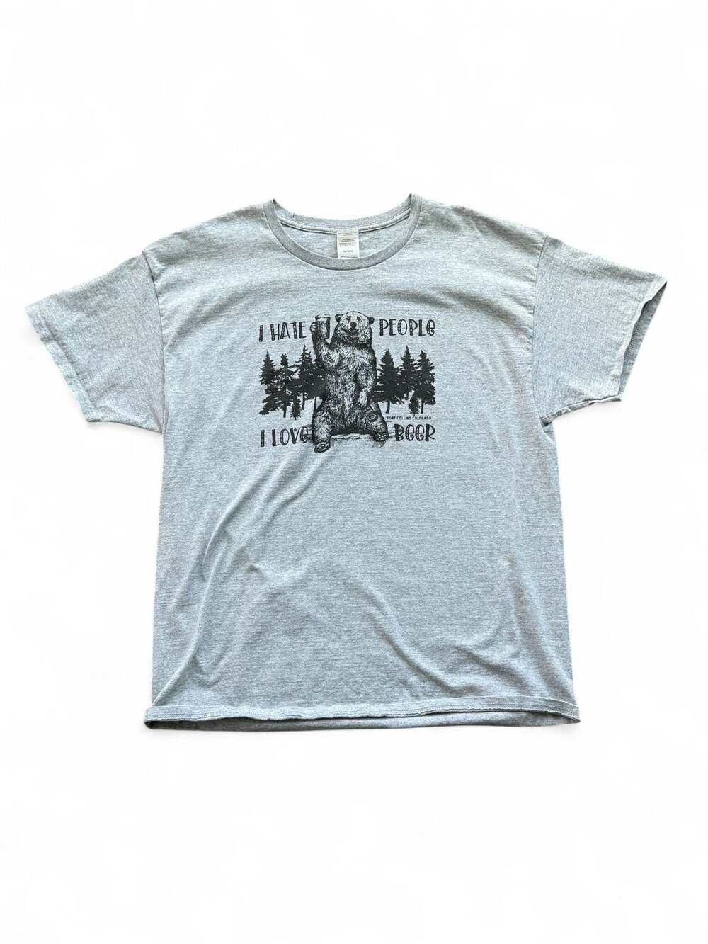 Hanes I Hate People I Love Beer Bear Graphic T-Shirt XL